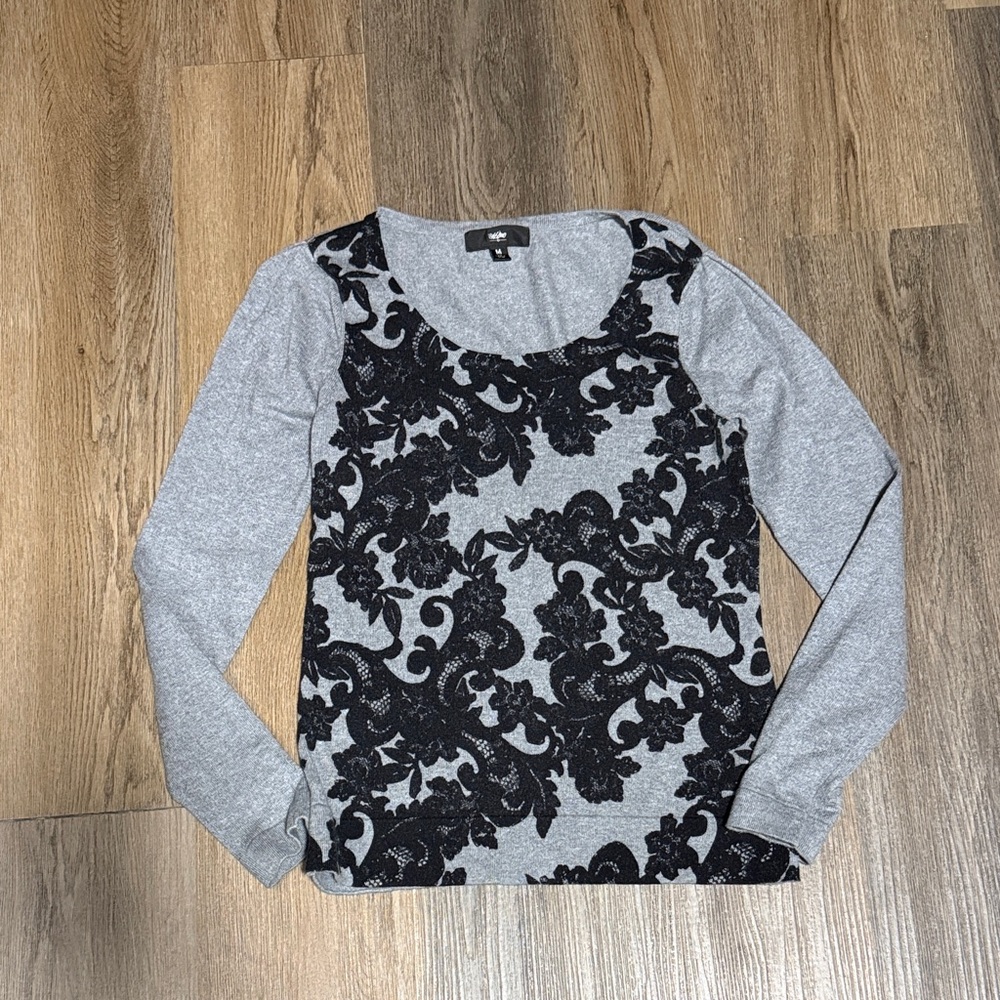 Mossimo Supply Co. Gray and Black Floral Sweater